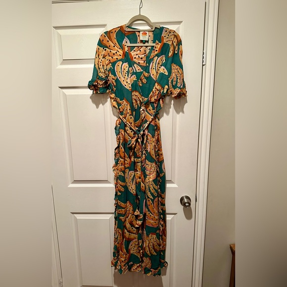 Farm Rio Raining Bananas Maxi Wrap Dress - Picture 4 of 5